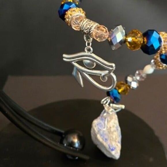 Egyptian Beaded Sun Catcher with Charms and Lapis Lazuli - Picture 9 of 10